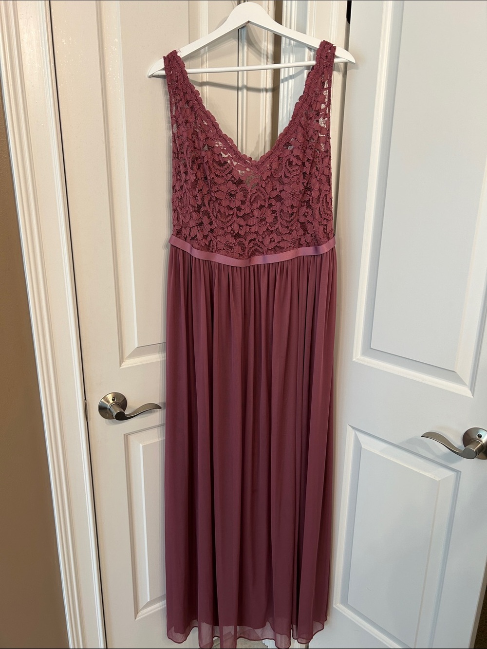 Mauve Lace Chiffon Maxi Dress